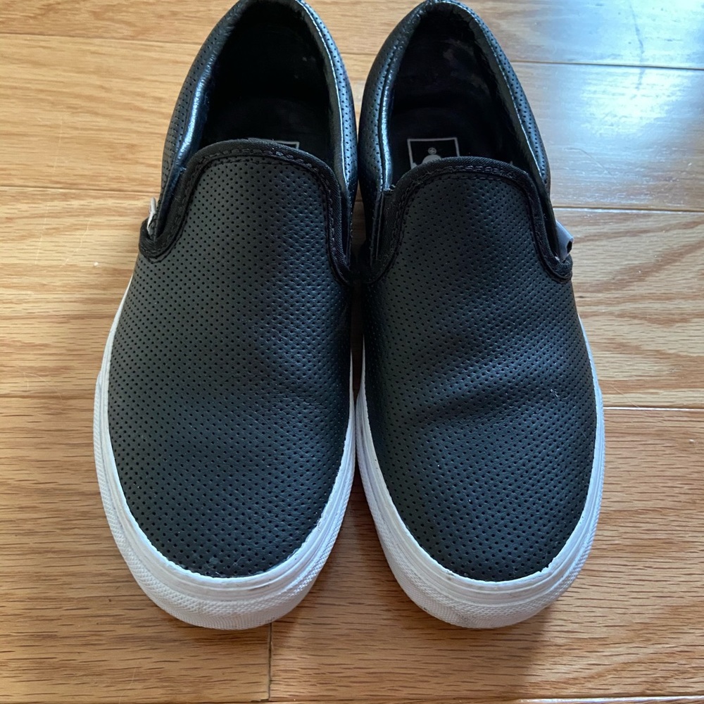 Black leather Vans